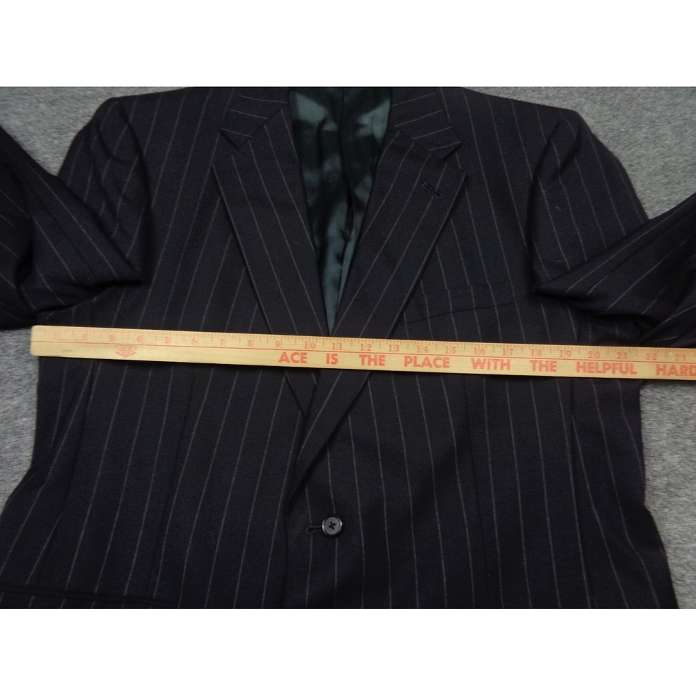 Burberry Virgin Wool Navy Blazer Size 42R Mens Jacket Pinstripe - Picture 11 of 15